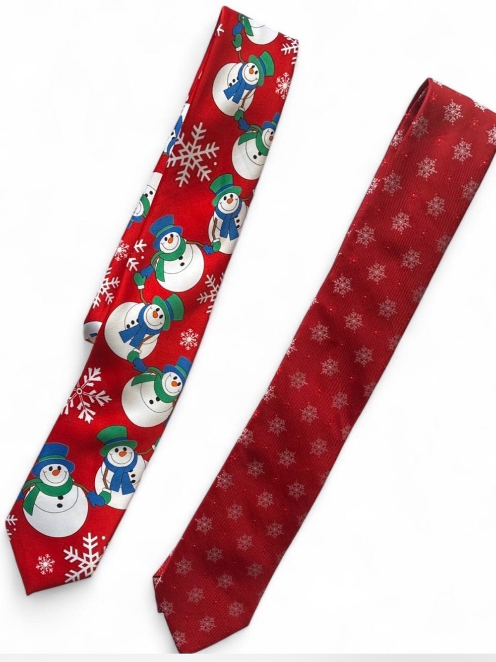 Red Snowman Kids Holiday Neck Tie - Festive Christmas Pattern Bundle